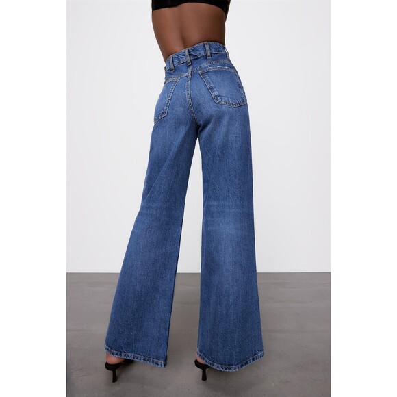Denim Zara High-Rise Slim Fit Wide Leg Jeans (NWT) - Picture 4 of 9